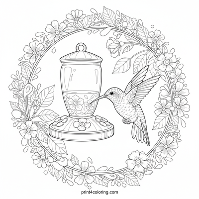 Jewel of the Garden: Hummingbird's Morning Feast - free printable coloring page