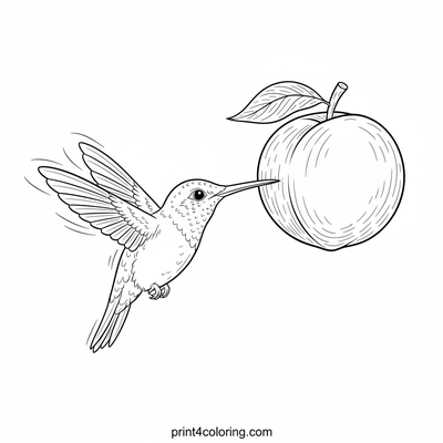 Hummingbird's Sweet Treat: Peach Nectar Delight - free printable coloring page