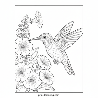 Whirlwind Hummingbird Bloom - free printable coloring page