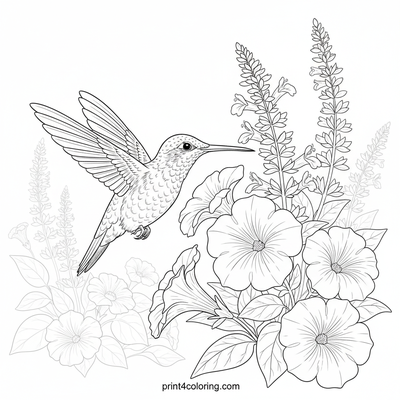 Hummingbird's Garden Nectar Dash - free printable coloring page