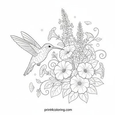 Emerald Flash: Hummingbird Garden Dash - free printable coloring page