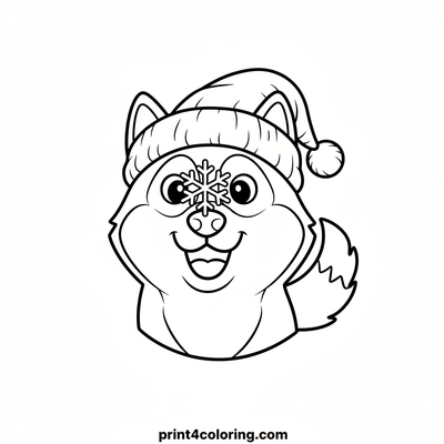 Silly Husky's Snowy Surprise - free printable coloring page