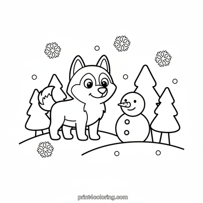 Husky's Snowy Friend Discovery