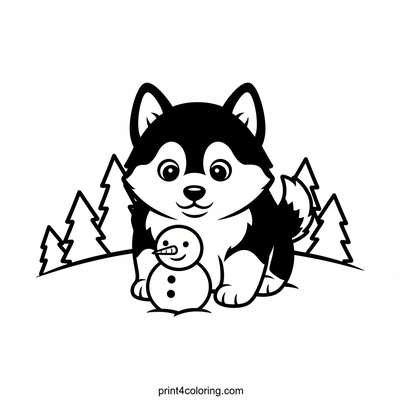 Husky's Snowy Friend Discovery