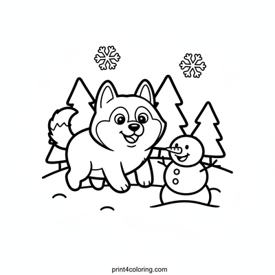 Husky's Snowy Friend Discovery