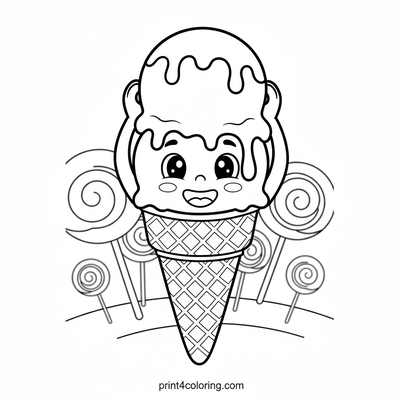 Waffle Cone's Lollipop Skip - free printable coloring page
