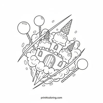 Ice Cream Dreamland Castle Adventure - free printable coloring page