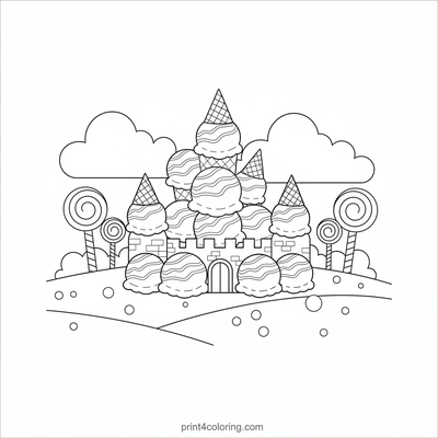 Ice Cream Dreamland Castle Adventure - free printable coloring page