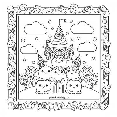Magical Ice Cream Dreamland Castle - free printable coloring page