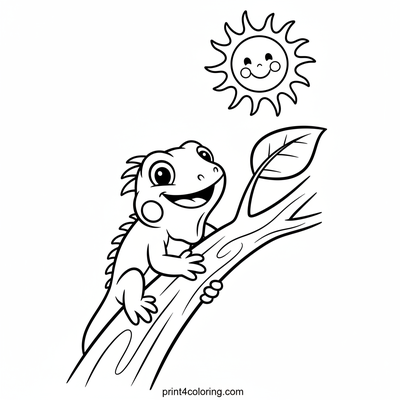 The Grinning Iguana's Sunny Leaf Hunt - free printable coloring page