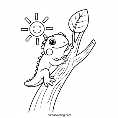 Happy Iguana's Sunny Tree Climb