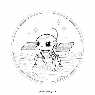 Little Robot Explorer's Mercury Landing - free printable coloring page