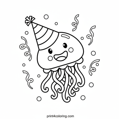 Silly Hat Jellyfish Celebration - free printable coloring page