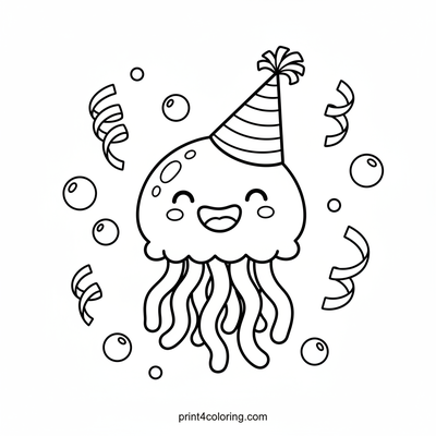 Jellyfish's Silly Hat Party! - free printable coloring page
