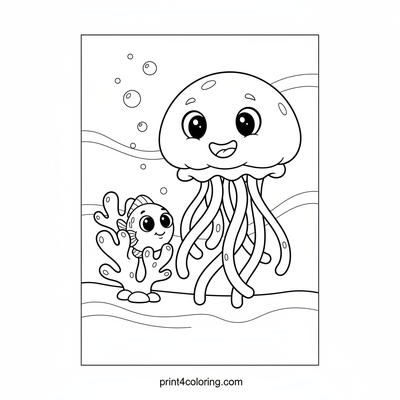 Smiling Jellyfish and Coral Friends