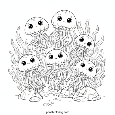 Jellyfish Symphony: Graceful Ocean Ballet - free printable coloring page
