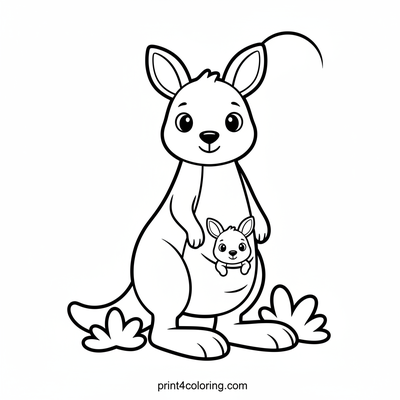 Mama Kangaroo's Cozy Hug - free printable coloring page