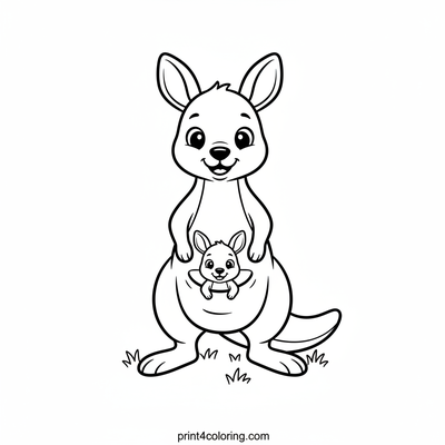 Mama Kangaroo's Sweet Joey - free printable coloring page