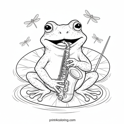 Joyful Jazz Frog Portrait - free printable coloring page