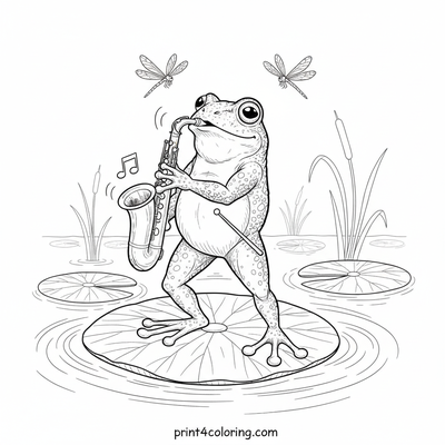Jazzy Lily Pad Maestro - free printable coloring page