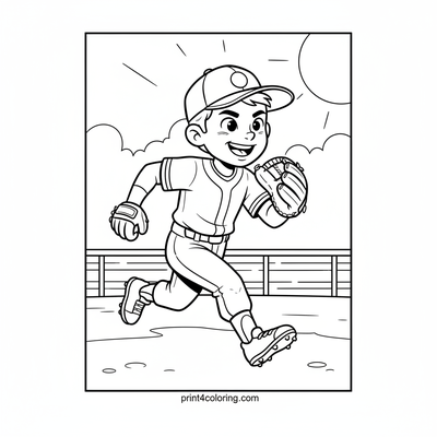 First Base Fiesta: A Joyful Sprint - free printable coloring page