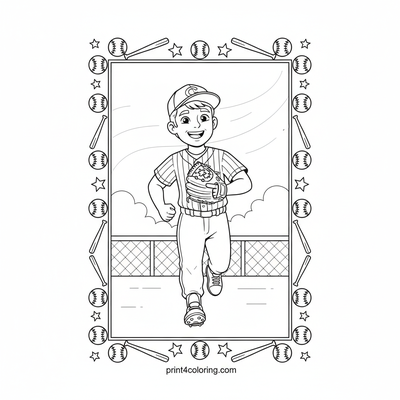 First Base Dash of Joy - free printable coloring page