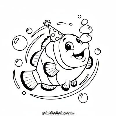 Fin-tastic Juggling Clownfish Fiesta - free printable coloring page