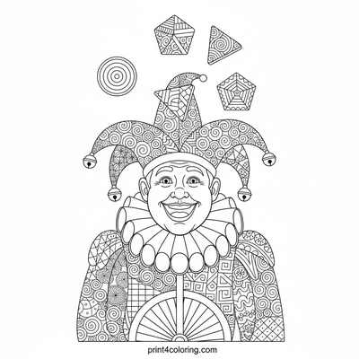 Jester's Dazzling Zigzag Act - free printable coloring page