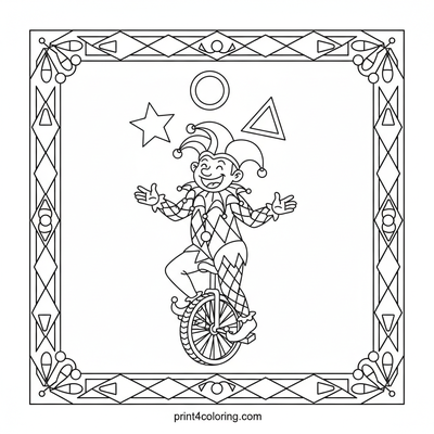 The Jester's Grand Patterned Performance - free printable coloring page