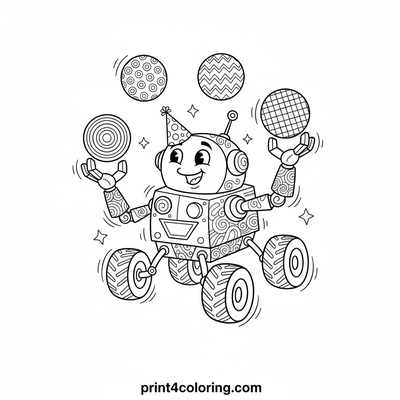 The Moon Rock Juggler: Rover's Galactic Act! - free printable coloring page