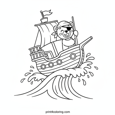 Teddy Bear Pirate's Bouncy Sea Adventure! - free printable coloring page