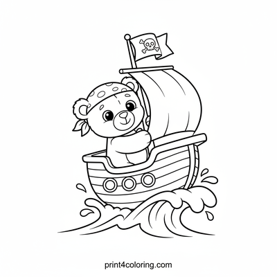 Teddy's Jolly Jumping Pirate Ship - free printable coloring page