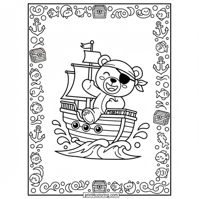 Jolly Jumping Pirate Ship Adventure! - free printable coloring page