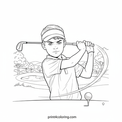 The Perfect Drive: Young Golfer's Moment - free printable coloring page