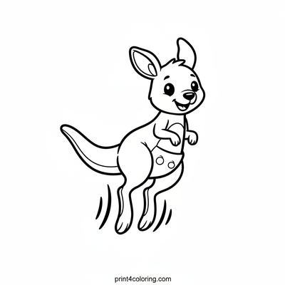 Happy Kangaroo's Big Leap - free printable coloring page