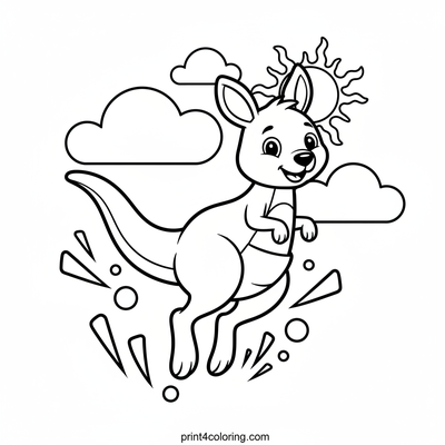 Kangaroo's Big Leap - free printable coloring page