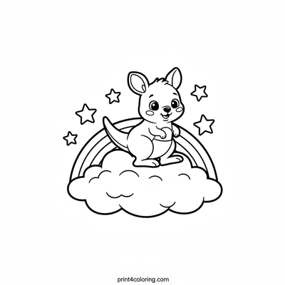 Kangaroo's Rainbow Cloud Adventure - free printable coloring page