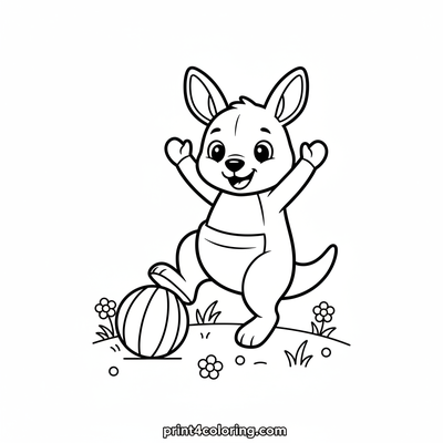 Kicking Kangaroo Fun! - free printable coloring page