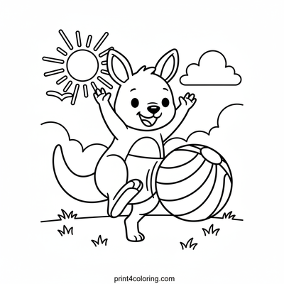 Kangaroo's Sunny Soccer Kick - free printable coloring page