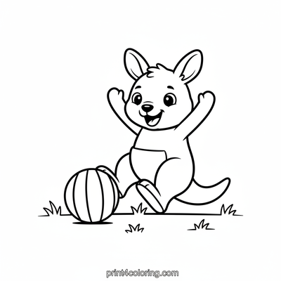 Kangaroo's Kickin' Good Time! - free printable coloring page
