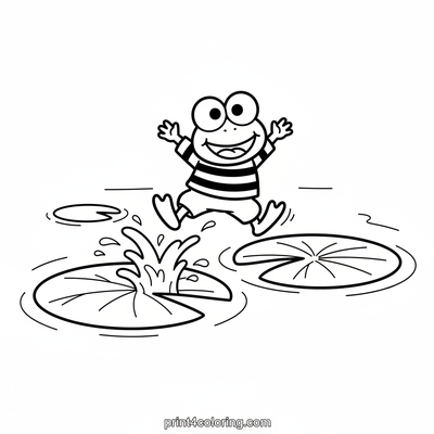Keroppi's Leaping Pond Adventure! - free printable coloring page