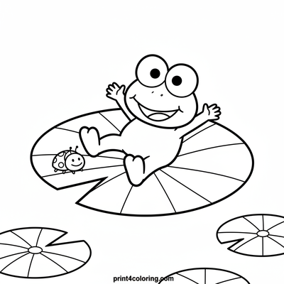 Keroppi's Peaceful Lily Pad Nap - free printable coloring page