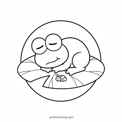 Keroppi's Cozy Lily Pad Nap - free printable coloring page