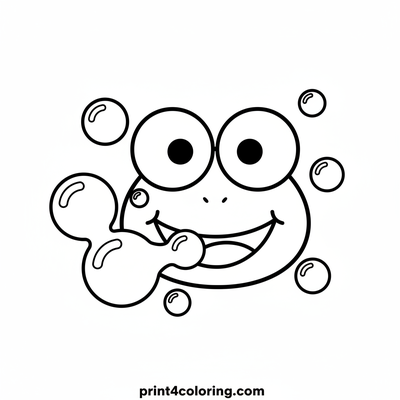 Keroppi's Magical Bubble Bliss - free printable coloring page