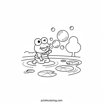 Keroppi's Shimmering Bubble Fun - free printable coloring page