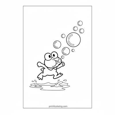 Keroppi's Enchanted Bubble Blast - free printable coloring page
