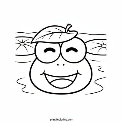 Keroppi's Giggly Leaf Hat Adventure - free printable coloring page