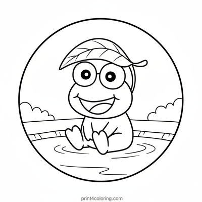 Keroppi's Giggly Leaf Hat Fun - free printable coloring page
