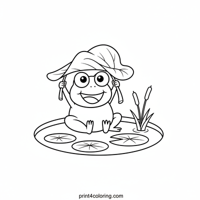Keroppi's Giggly Leaf Hat Fun - free printable coloring page