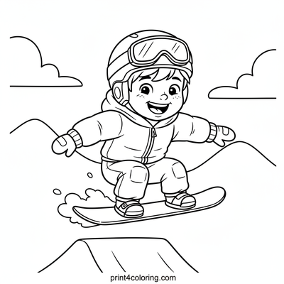 Snowboard Kid's Soaring Adventure - free printable coloring page